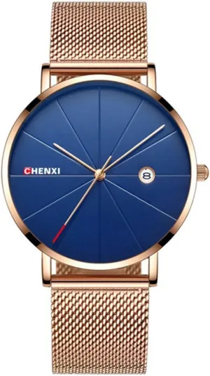 Band stagecoach hydrothermal symptom Quartz Date Wristwatch Fashion Casual Male Watches (Blue) MASTOP Men Luxury Watch Ultra Thin Stainless Steel Mesh 