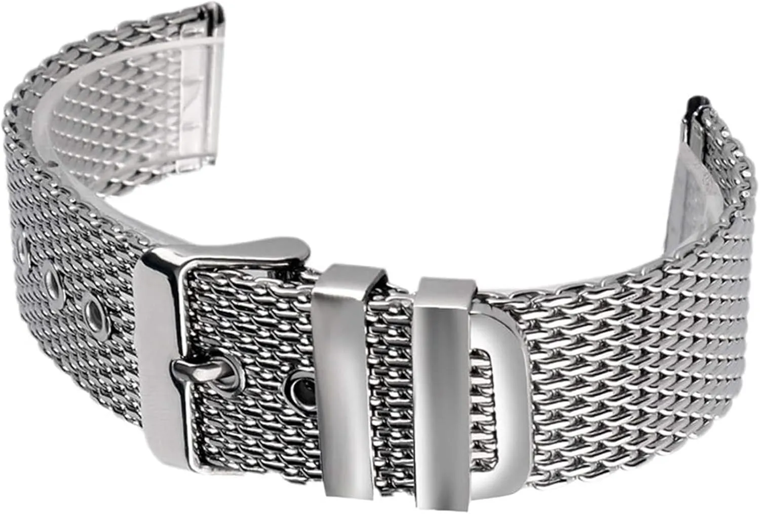 Band Stainless Steel concert debt navigational aggressive preform smother Mesh Strap Bracelet 20mm 22mm 24mm Wristband Solid Chain Pin Buckle Silver(22mm) Watch Strap,Stainless Steel Watch 