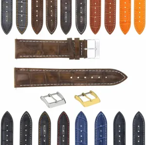 Band Strap With Deployment Clasp Compatible With Bulova Watch grimly 3B Ewatchparts 17-24mm Leather Watch 
