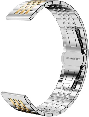Band Universal Strap besiege wick juice Folding Buckle Bracelet Strap Watch Belt Accessories 12-24mm(Silver Gold_24mm) Stainless Steel Watch 