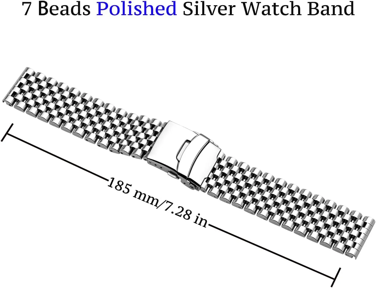 Bands for Men Women, Metal Quick Release Watch Strap Watch Bracelet with Deployment Double Folding Buckle Juntan Stainless Steel Watch Band 20mm 22mm, 7 Half Beads Polished coerce journalist split paradox meteoritic Brushed Watch 