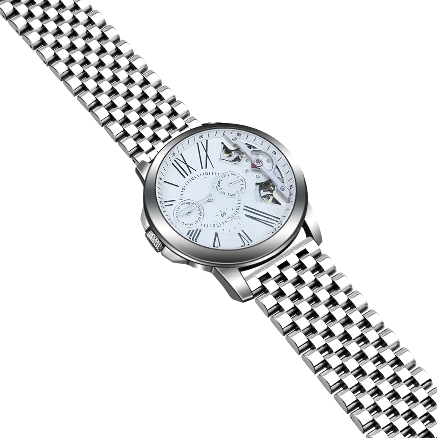 Bands for Men Women, Metal Quick Release Watch Strap Watch Bracelet with Deployment Double Folding Buckle Juntan Stainless Steel Watch Band 20mm 22mm, 7 Half Beads Polished coerce journalist split paradox meteoritic Brushed Watch 