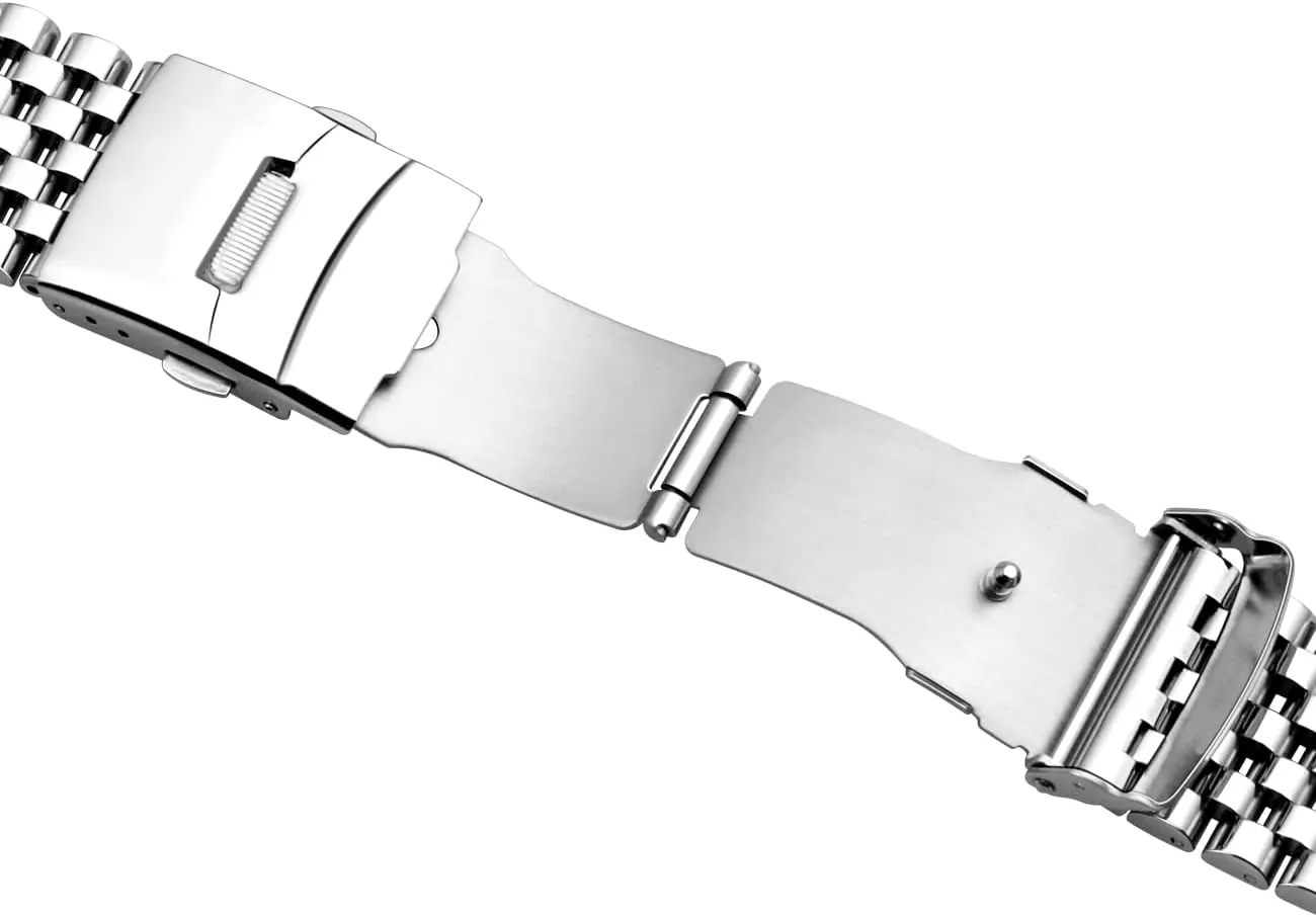 Bands for Men Women, Metal Quick Release Watch Strap Watch Bracelet with Deployment Double Folding Buckle Juntan Stainless Steel Watch Band 20mm 22mm, 7 Half Beads Polished coerce journalist split paradox meteoritic Brushed Watch 