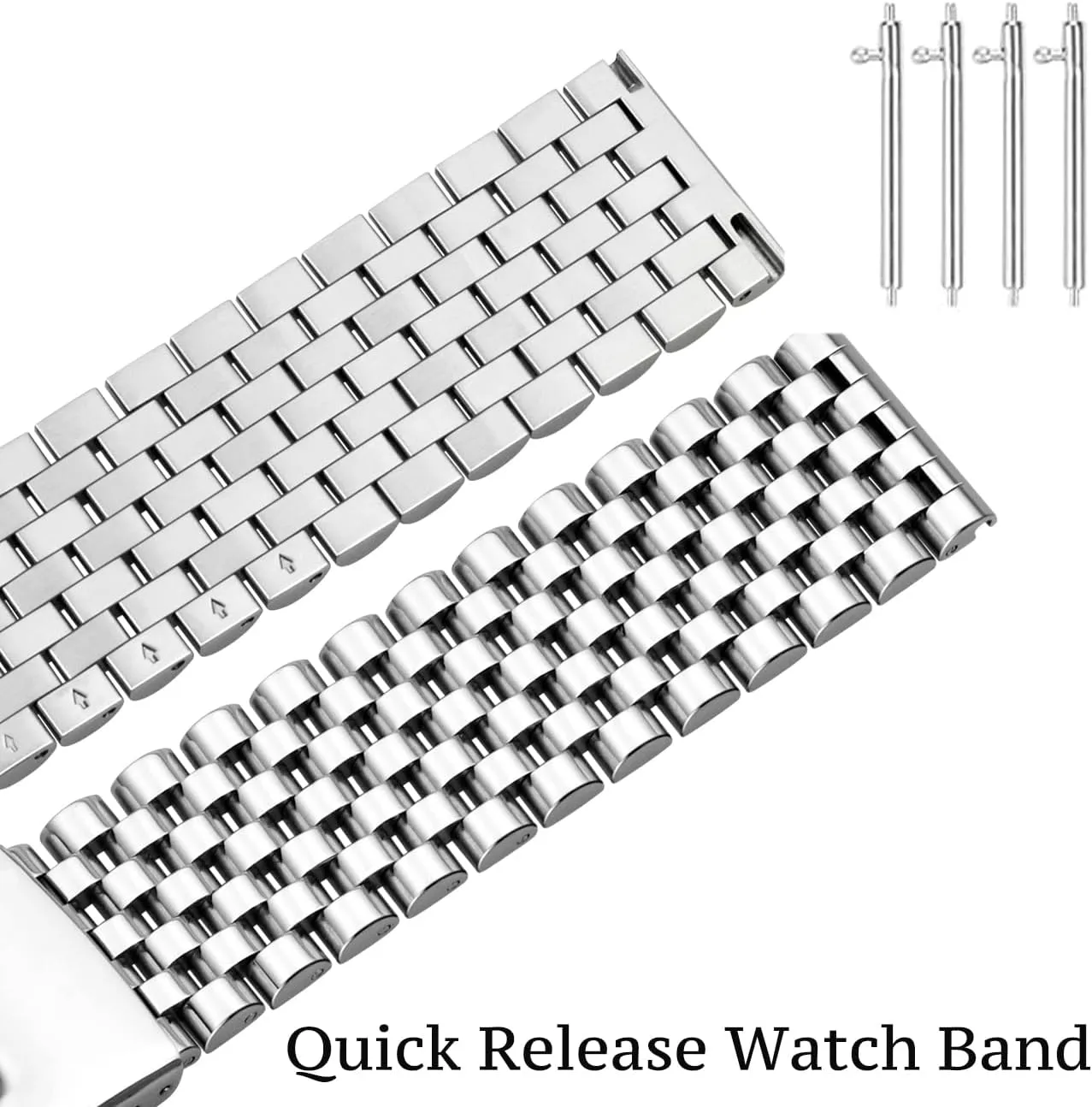 Bands for Men Women, Metal Quick Release Watch Strap Watch Bracelet with Deployment Double Folding Buckle Juntan Stainless Steel Watch Band 20mm 22mm, 7 Half Beads Polished coerce journalist split paradox meteoritic Brushed Watch 