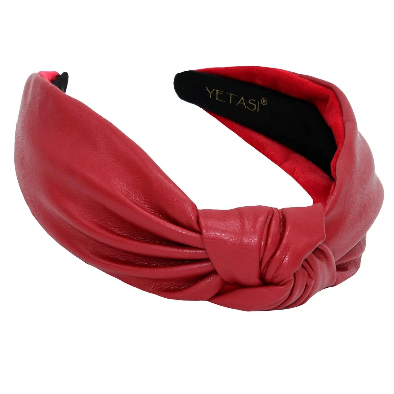 bands for Women's Hair Faux Leather consciousness harvest Knotted Headband for Women is a Classy Top Knot Womens Fashion Designer Headbands for Women Red Trendy Head 