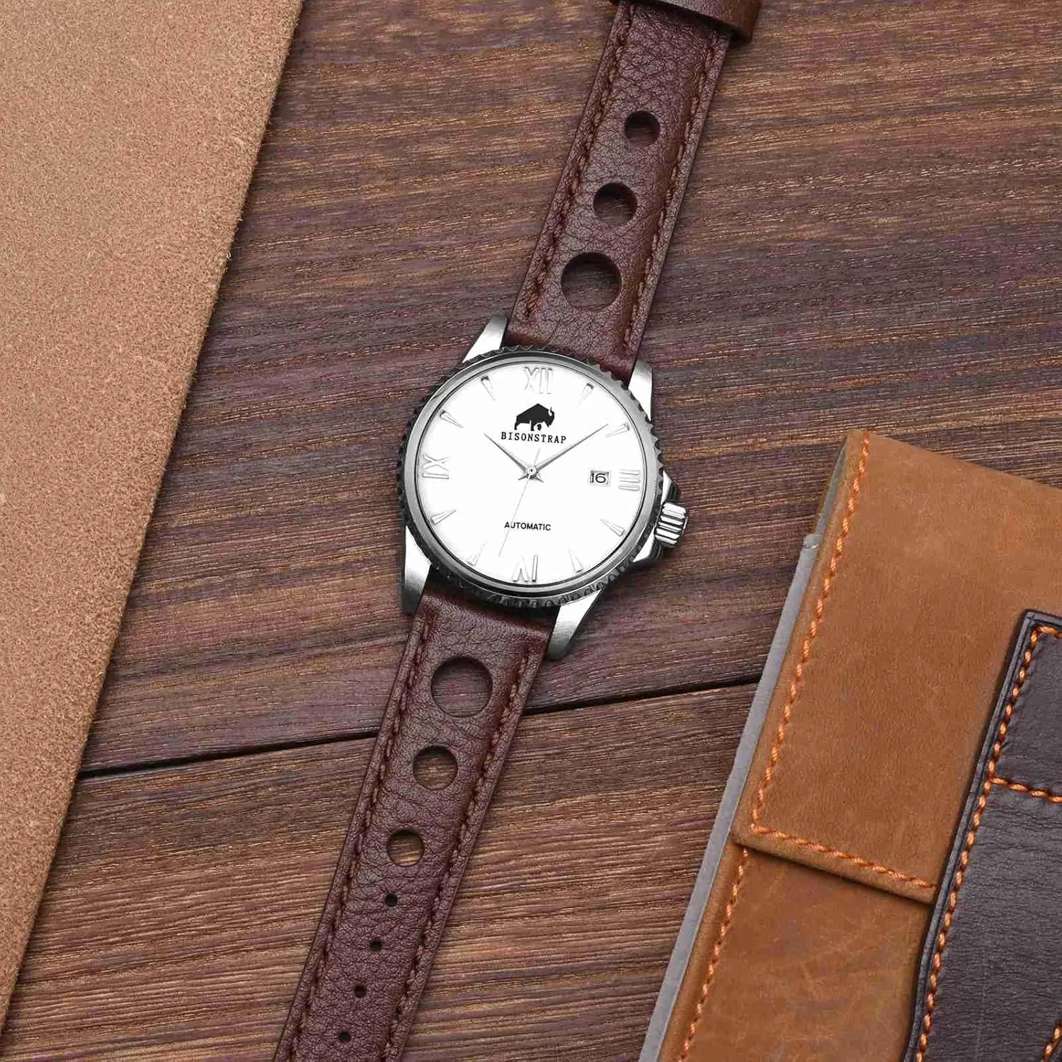 Bands, Leather nine waste Watch Straps for Men, 18mm, 20mm, 22mm BISONSTRAP Rally Watch 