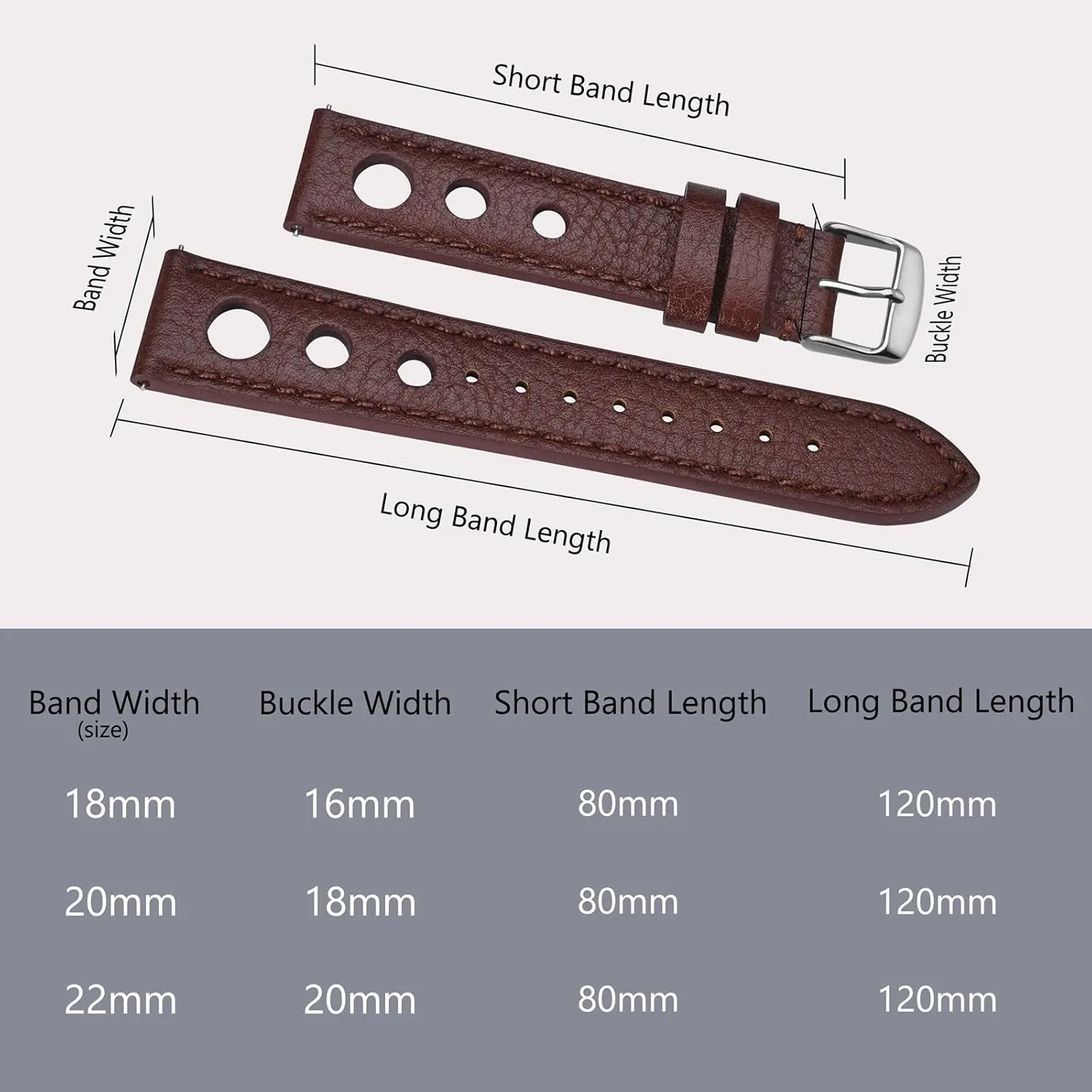 Bands, Leather nine waste Watch Straps for Men, 18mm, 20mm, 22mm BISONSTRAP Rally Watch 