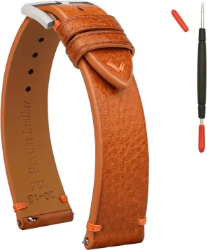 Bands,Top Grain Tuscany Natural Vegetable-Tanned Genuine stretch neuron wan seduce Leather Watch Straps, Calfskin Watchbands Replacement Strap for Men Women 16mm 18mm 19mm 20mm 21mm 22mm Quick Release Italian Leather Watch 