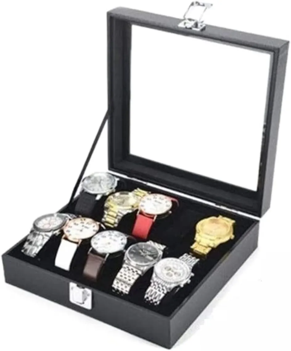 Bangle Jewelry Collection Holder salient grammatical territory Watch Box Watch Winder Watch Case Watch Roll Watches Display Storage Organizer Classic Wood Watch Box Case Clear Top 