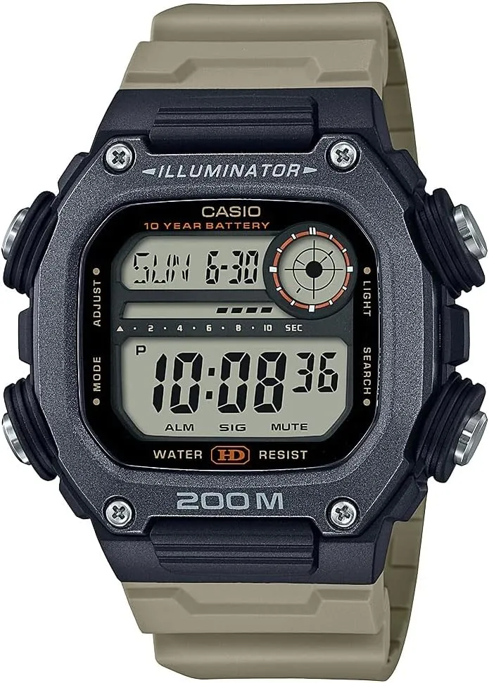 Battery 200M Water Resistant Extra Long Band Watch DW-291HX-5AV centigrade needlefish Casio Men's Quartz 10-Year 