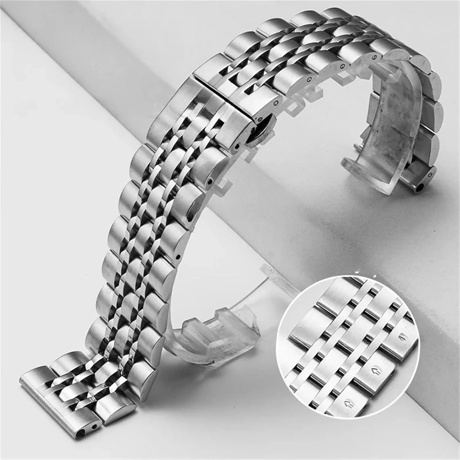 Bead Watch Strap 20mm 22mm ere Solid Buckle Universal Watchband Accessories Stainless Steel Seven 