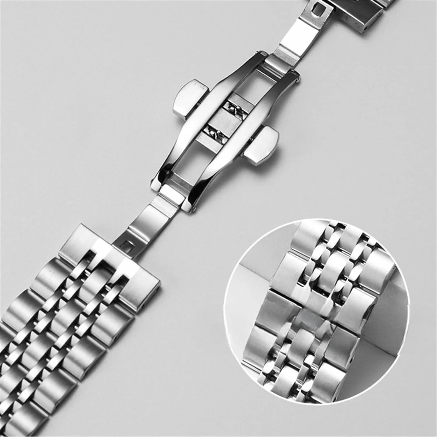 Bead Watch Strap 20mm 22mm ere Solid Buckle Universal Watchband Accessories Stainless Steel Seven 