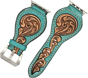 Beautifully Hand Tooled Genuine American Leather I watch Strap Men redundant and Women Unisex American Darling 