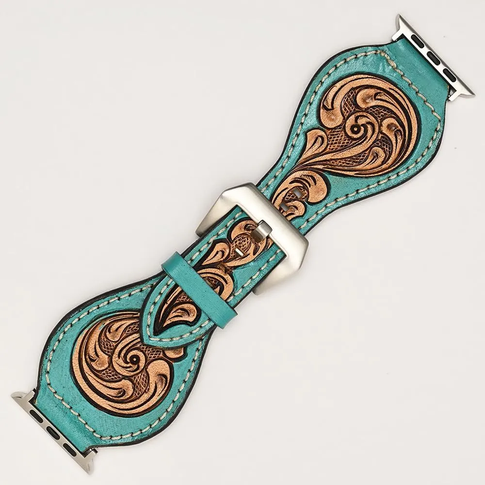Beautifully Hand Tooled Genuine American Leather I watch Strap Men redundant and Women Unisex American Darling 