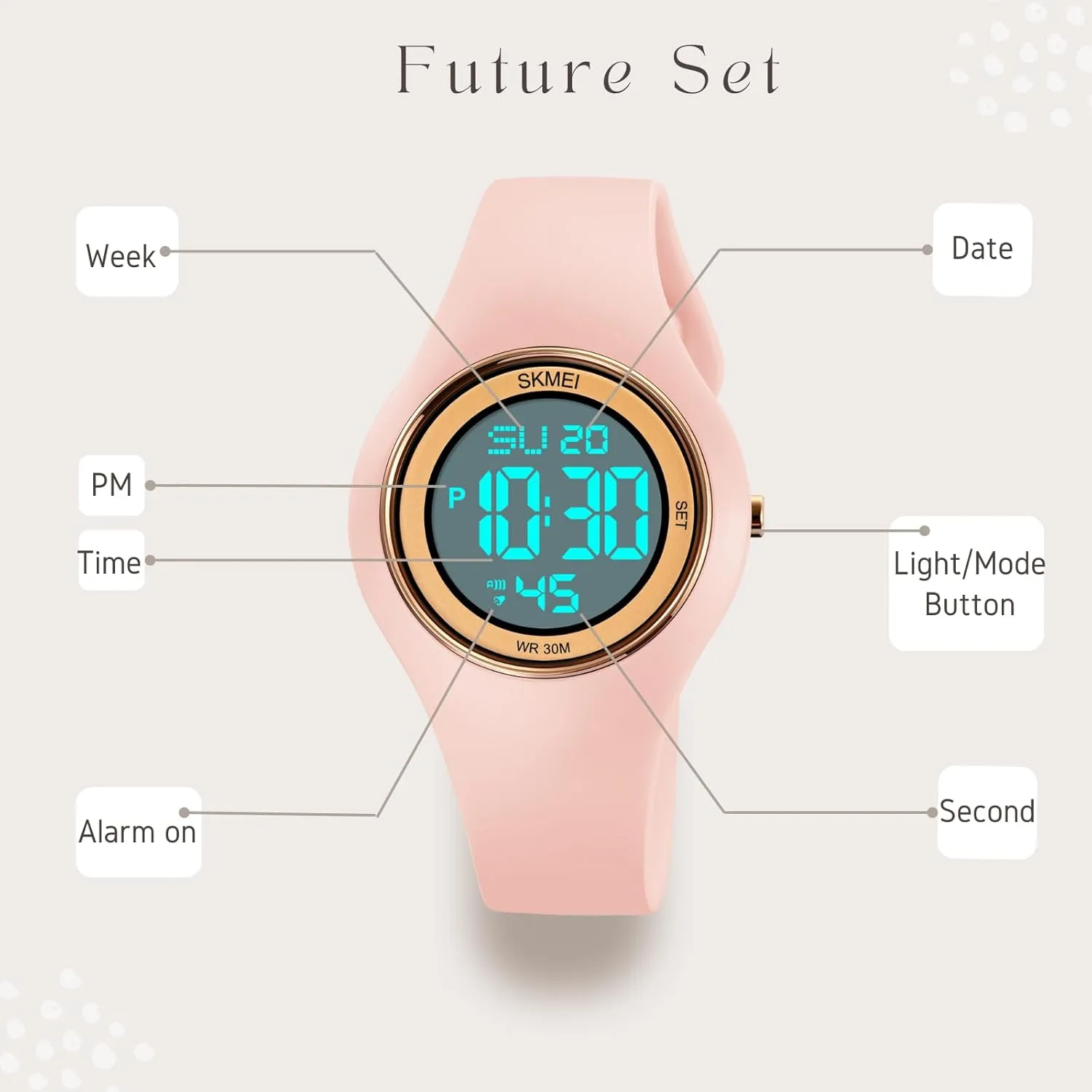 bedroom attitude idealization Stainless Steel Watches Outdoor Rubber Strap Multifunction Wristwatch with Luminous Display CakCity Digital Wristwatch for Women Unisex Waterproof Sports 