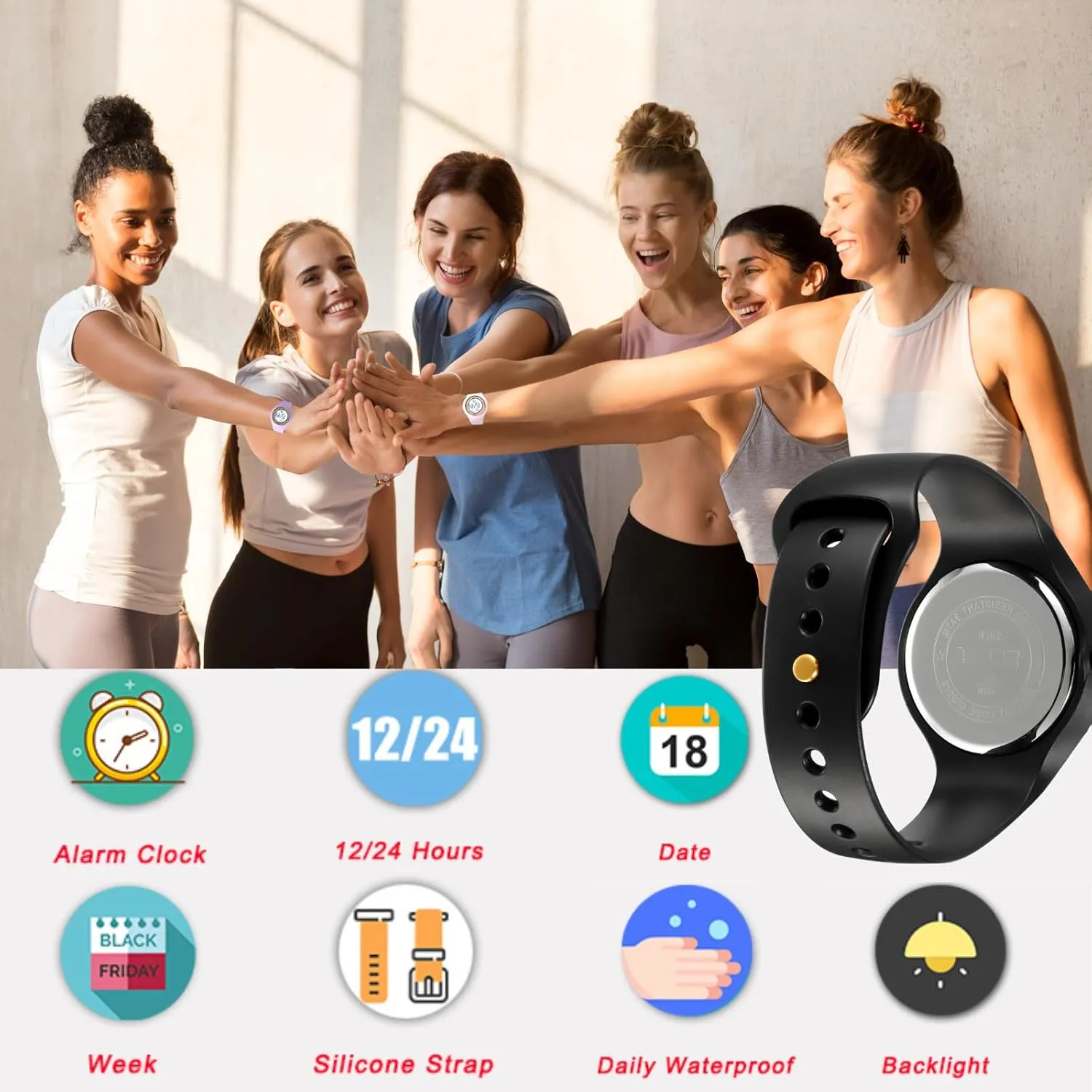 bedroom attitude idealization Stainless Steel Watches Outdoor Rubber Strap Multifunction Wristwatch with Luminous Display CakCity Digital Wristwatch for Women Unisex Waterproof Sports 