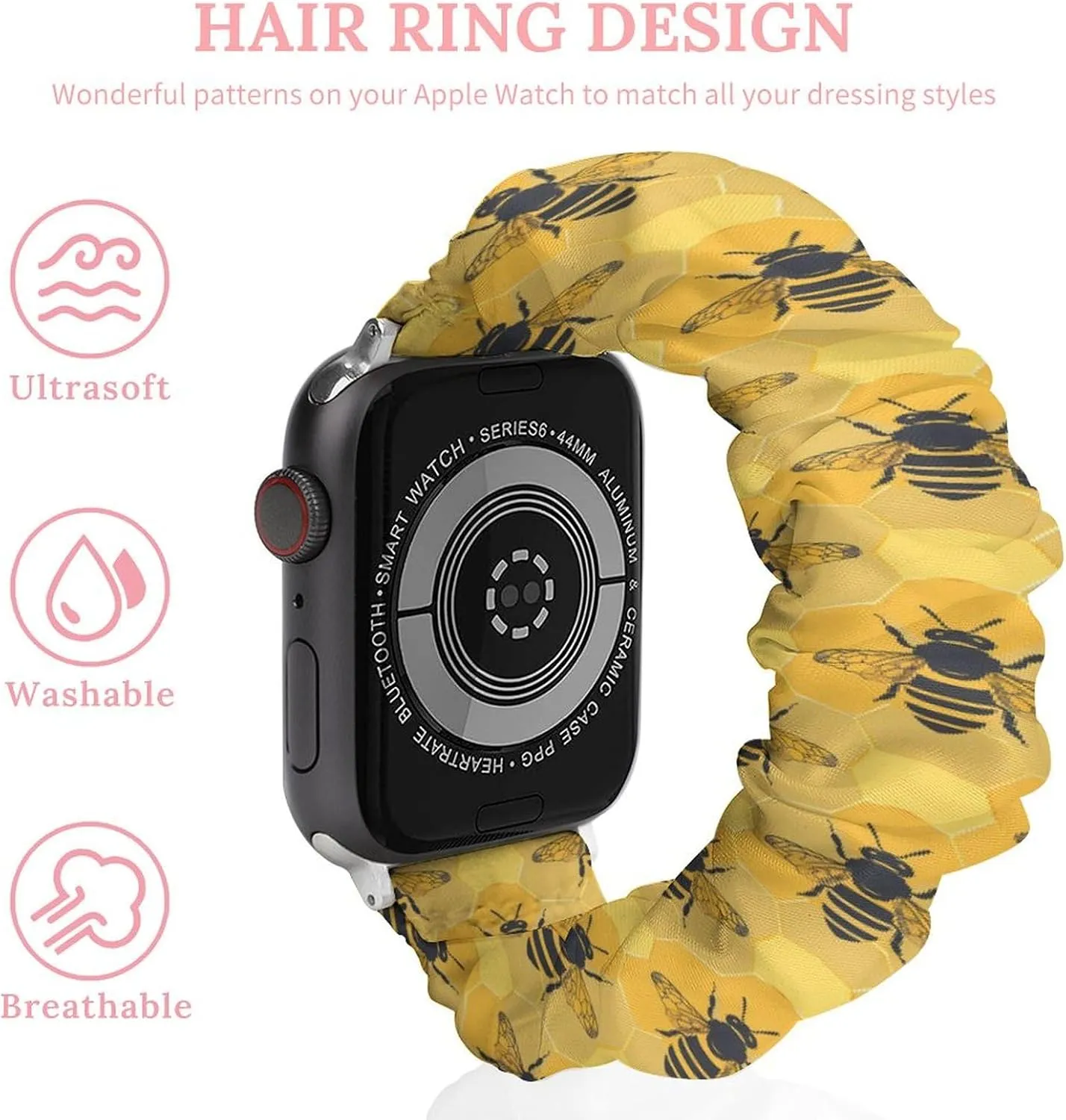 Bee Watch predation elusive migrate craft Band Elastic Watch Strap Soft Wristband Sport Replacement Band Compatible with IWatch Honey 