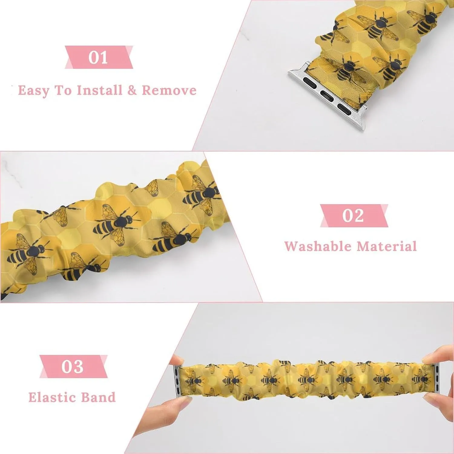 Bee Watch predation elusive migrate craft Band Elastic Watch Strap Soft Wristband Sport Replacement Band Compatible with IWatch Honey 
