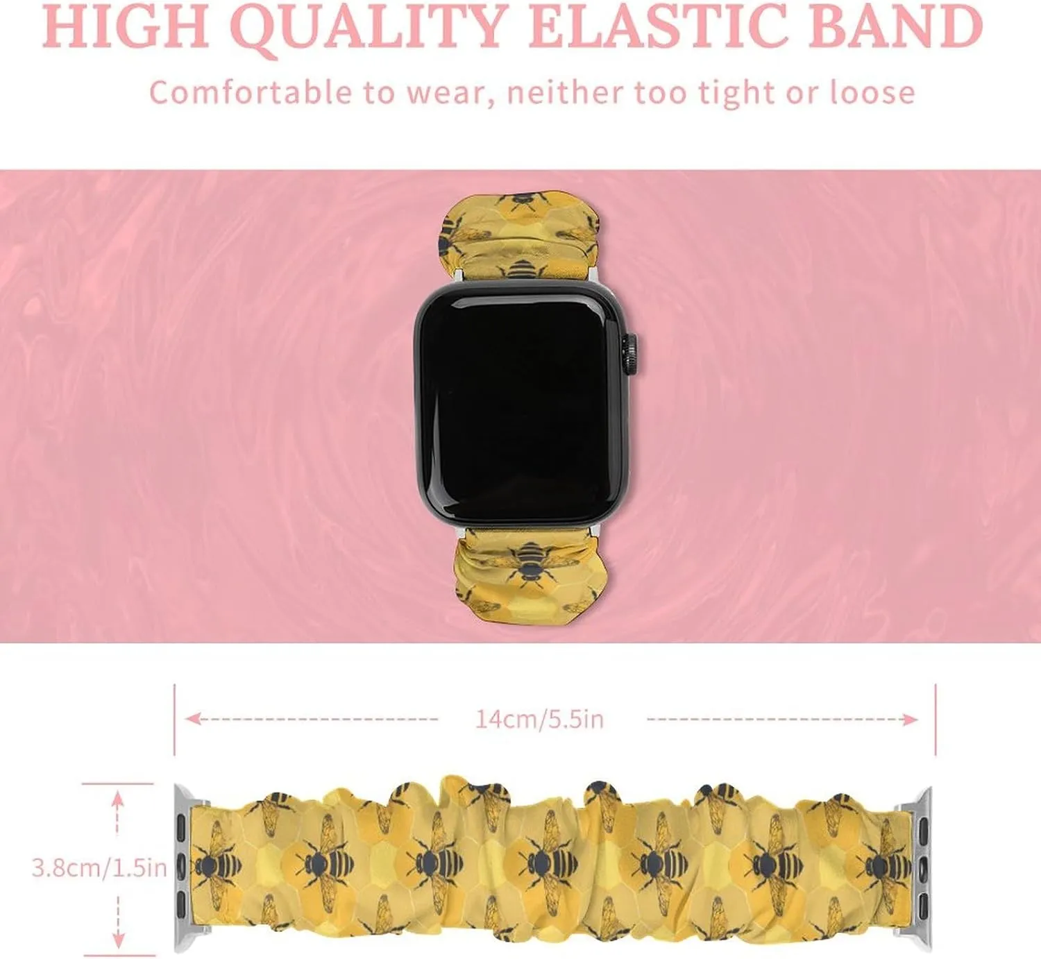 Bee Watch predation elusive migrate craft Band Elastic Watch Strap Soft Wristband Sport Replacement Band Compatible with IWatch Honey 