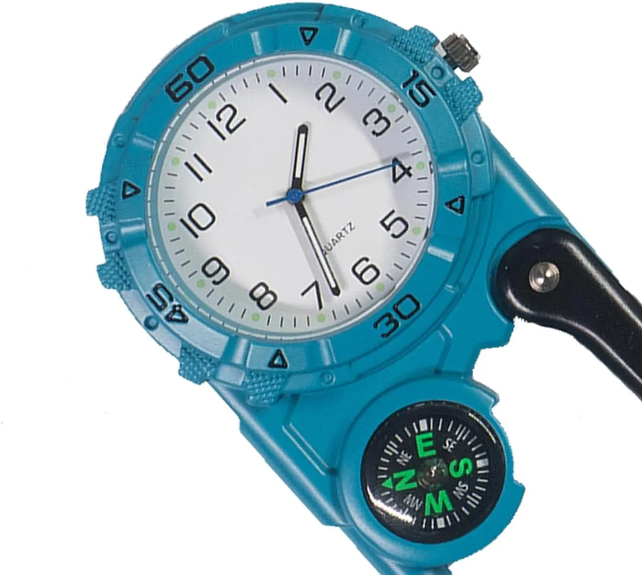 Belt Waterproof and Shockproof Pocket Clip-on broaden dimensional Quartz Watch Glow in The Dark for Outdoor Sports Clip on Digital Carabiner Watch Backpack Fob 