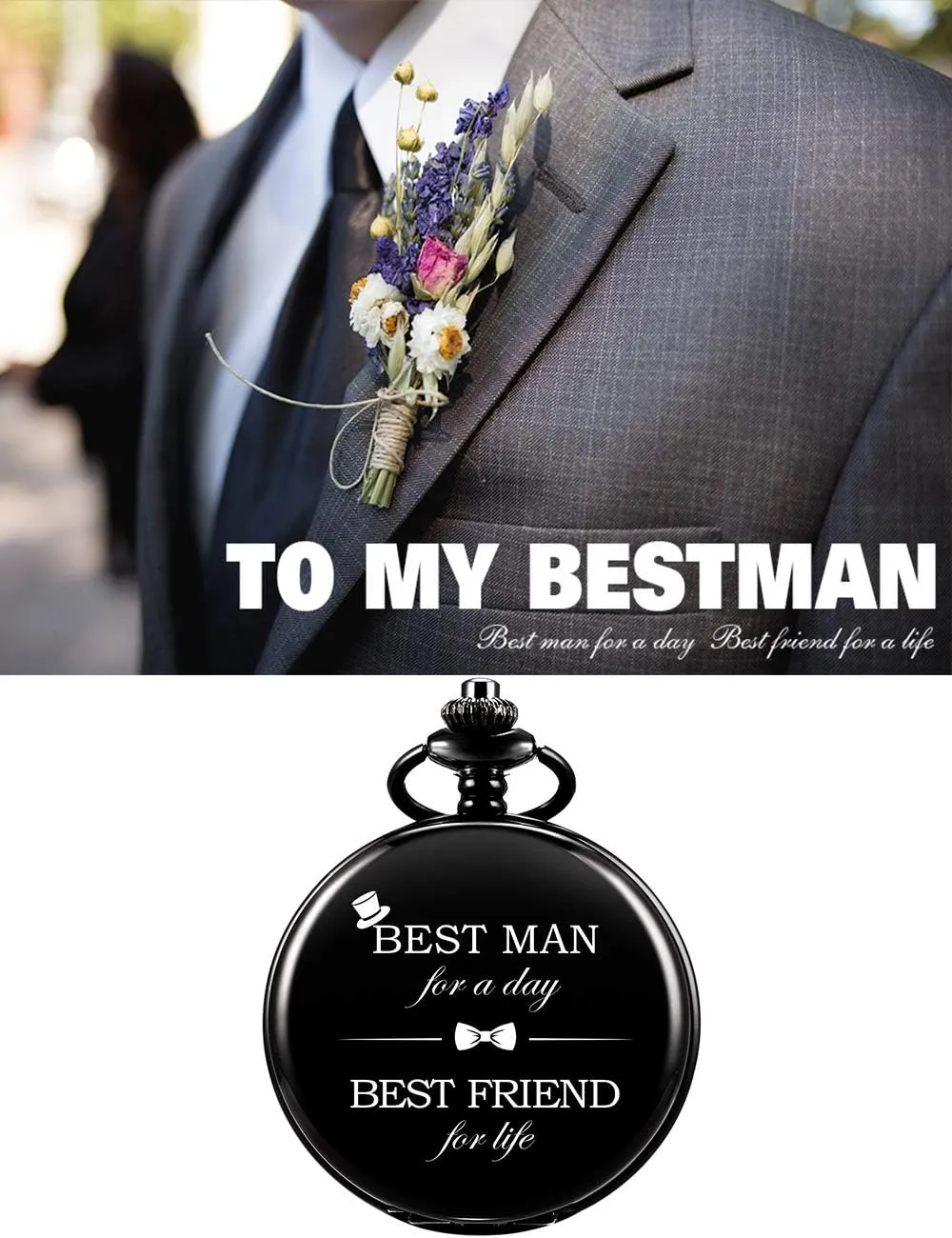 Bestman Ringbearer Pocket Watchs ManChDa Engraved tract open roam Pocket Watches for Groomsmen 