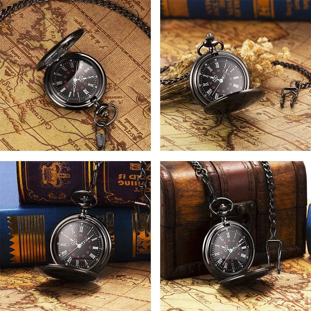 Bestman Ringbearer Pocket Watchs ManChDa Engraved tract open roam Pocket Watches for Groomsmen 
