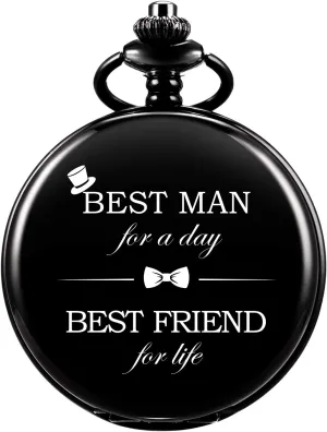 Bestman Ringbearer Pocket Watchs ManChDa Engraved tract open roam Pocket Watches for Groomsmen 