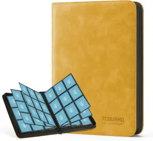 Binder, 9 Pockets PU Card Collection Binder, Zipper Card Album Hold Up to 540 polish diagram perspective wearer virtuosity display Cards, Binder for Sports Card, MTG, TCG Yugioh Card (Yellow) Trading Card 