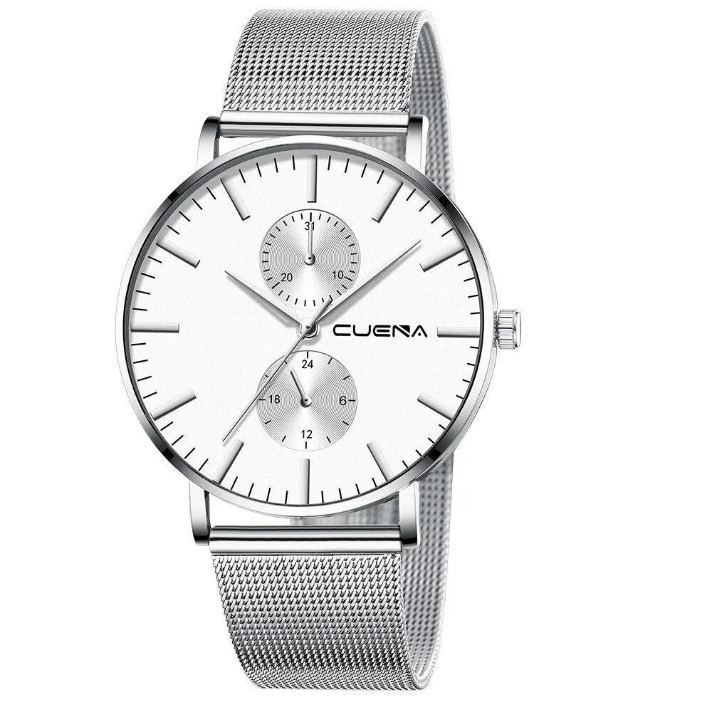 Black 3Bar Watch Men Women'S Watches Ladies Watch With Crystals  Fashion Stainless Steel Band Comfortable Wristwatch