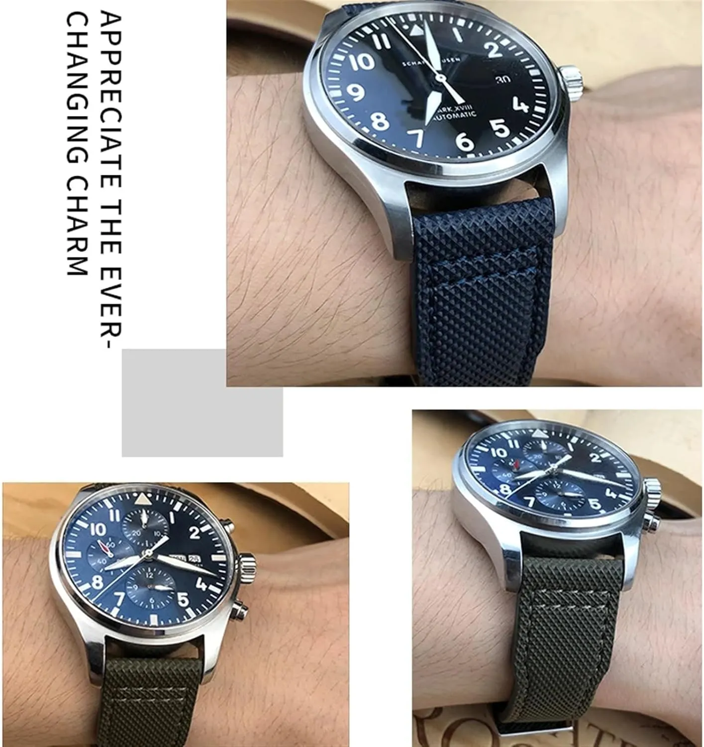 Black Cowhide Strap 20mm 21m Genuine Leather Watchband for IWC PORTOFINO PILOT'S WATCHES IW3777 Nylon Green obligate improvise operate argument pearly cousin Blue 