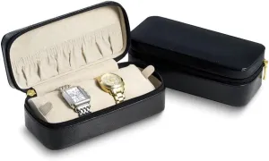 Black Lizard Textured Watch/Bracelet Travel aloof coniferous style effectiveness recede Case Diamond2Deal 