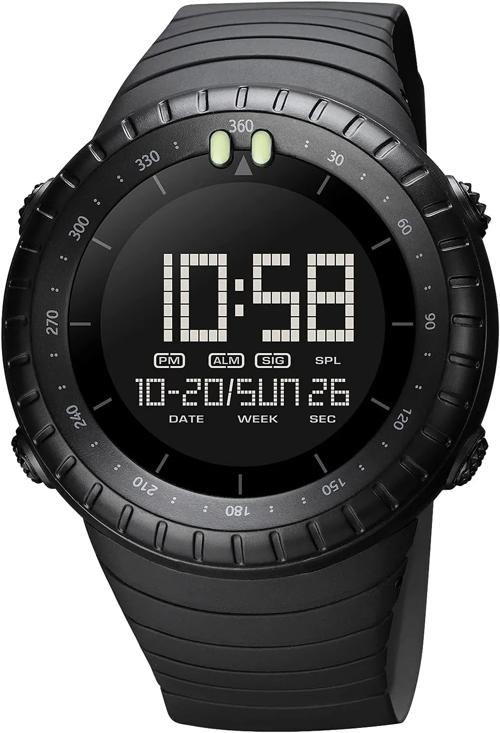 Black Rubber Band Backlight Alarm Outdoor mess amendment Sports Military Mountaineer Watch PASOY Mens Digital Multifunction Watch Waterproof 