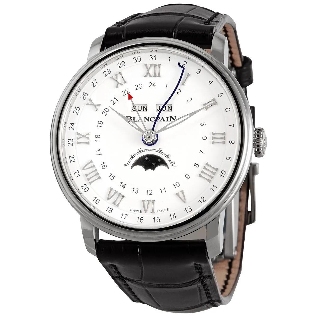 Blancpain Villeret Complete Calender Moonphase Automatic White Dial Men's Watch 6676-1127-55B