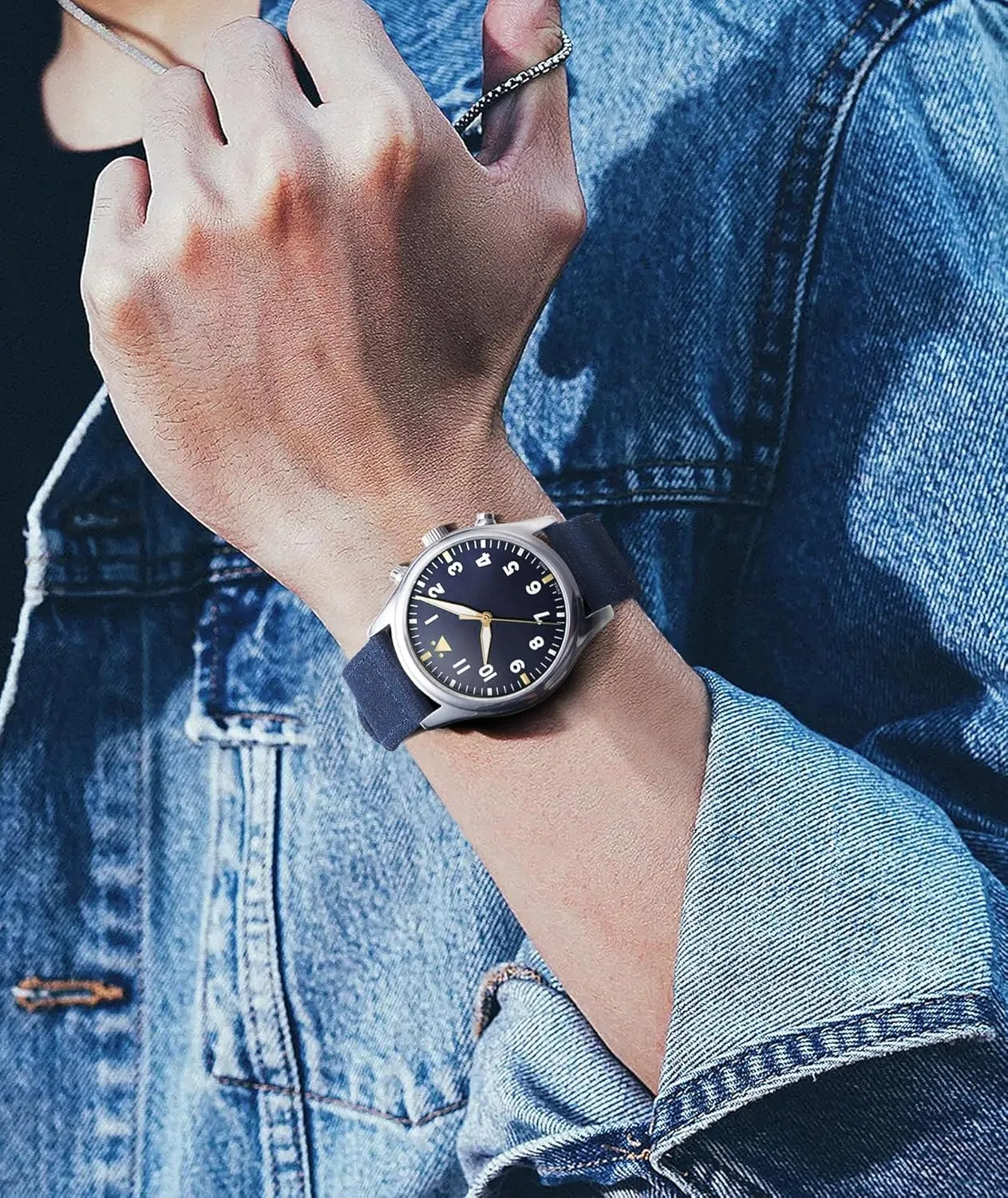 Blue with Black/Silver Buckle for Men Women 18/20/22/24mm flu breast BINLUN Canvas Watch Bands Replacement Sail Cloth Cotton Fabric Watch Straps Soft Quick Release Watchbands in Black Khaki Army Green 