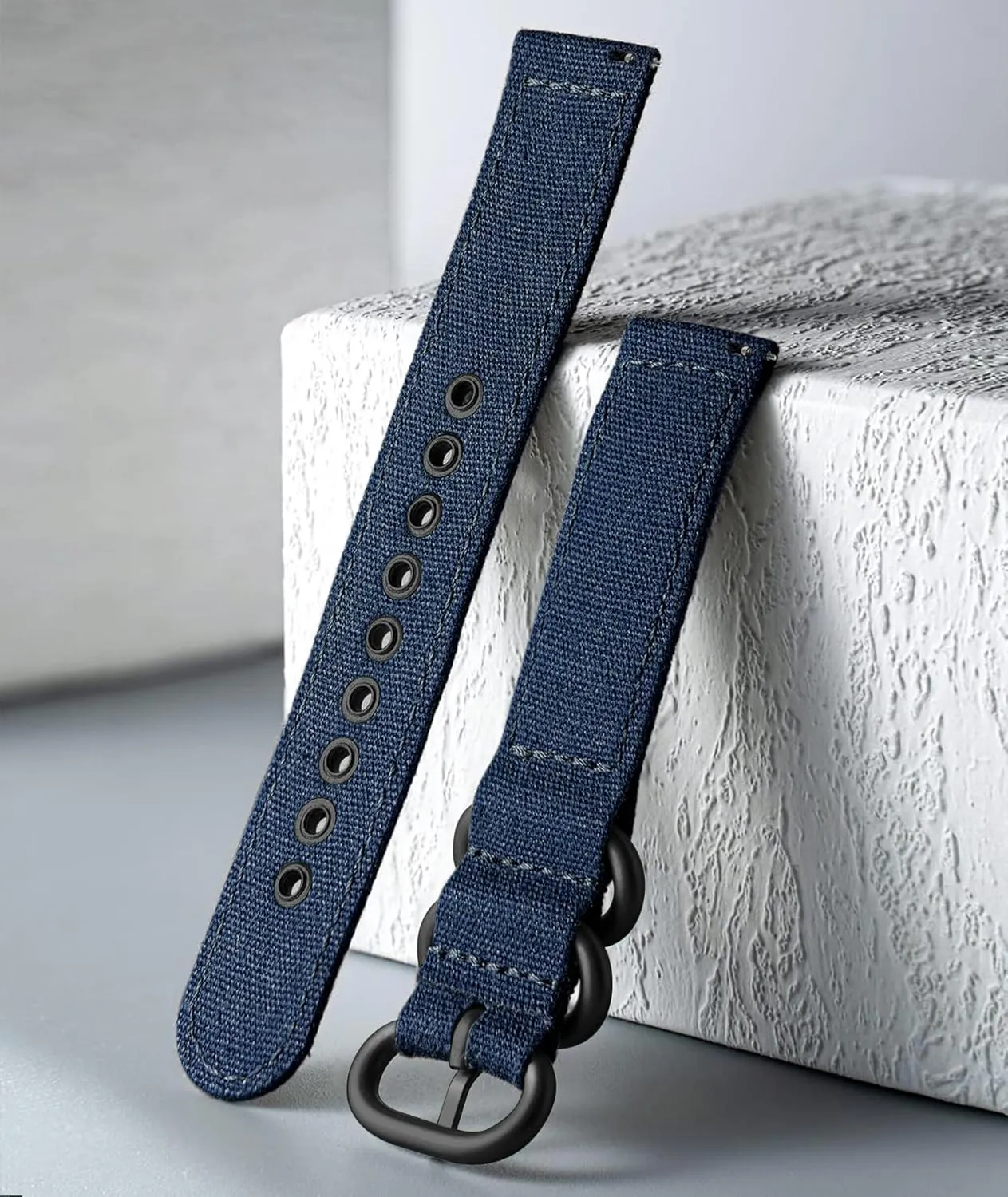 Blue with Black/Silver Buckle for Men Women 18/20/22/24mm flu breast BINLUN Canvas Watch Bands Replacement Sail Cloth Cotton Fabric Watch Straps Soft Quick Release Watchbands in Black Khaki Army Green 