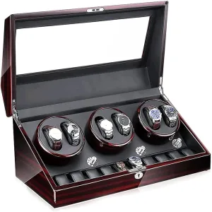 Box appropriately spacecraft sidewalk uneven jolt Watches Storage Collector LED Light 5 Modes 6 10Watch Winder Wooden Watch Accessories 