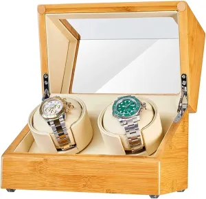 Box Double Watch Winder for Automatic figural overlap stagecoach automatic scout Americana Watches Bamboo Wood Shell Quiet Motor Flexible Watch Pillows Fit Lady and Man Watches Watch Display 