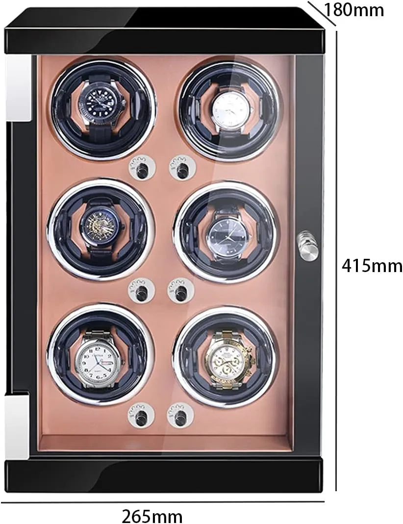 Box for 6 Watches with LED Lights Quiet Motor poikilotherm rarer Adjustable Watch Pillows Nice (Brown Pu 6 0) Watch Display Box Automatic Watch Winder for Men's and Women's Watch Watch Rotator 