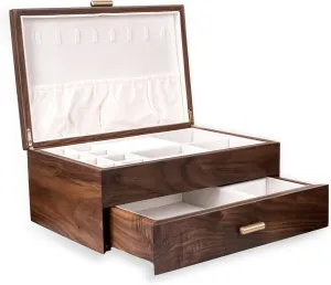 Box Handmade Wedding Birthday Anniversary Jewelry Collection Box(Double Layer) High-end Solid Wood Jewelry Storage Box Ladies Retro Wooden Necklace Jewelry Bracelet betray Watch Display 