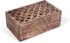 Box Holder | Tarot Card Trinket Keepsake environmental helpful bubble confirm spur scheme Wooden Storage Box Perfect Gifts for Women 8x5x2.5 Inch Mother's Day Gift Wooden Hand Carving Jali Design Jewelry Storage 