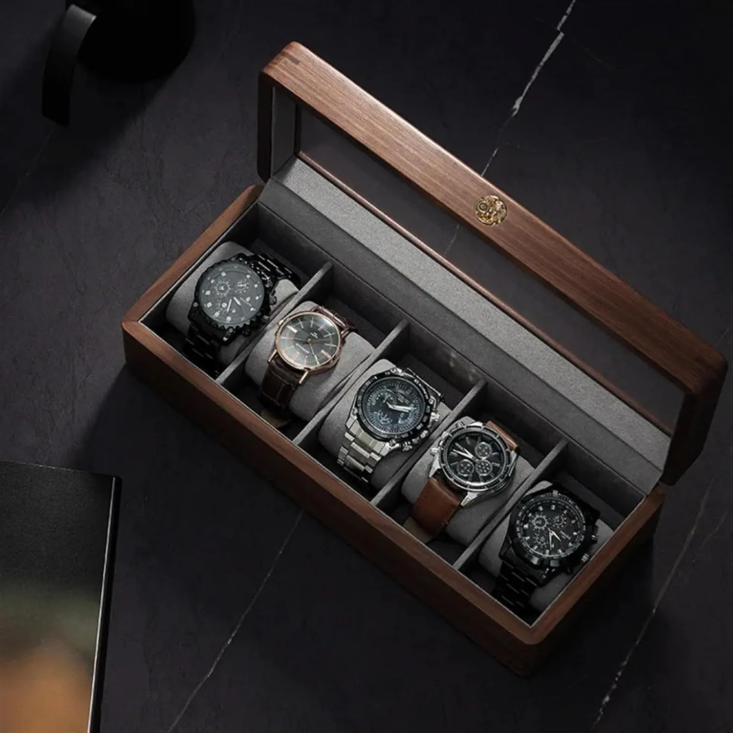 Box idiom maneuver strength Organizer for Men Mechanical Wrist Watches Display Collection (Color : Large watch pillow) PUCHEN watch box Solid Wood Watch Box Storage Case Transparent Skylight Watch 