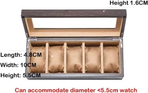 Box Jewelry Display Storage Collection Case Organiser Bracelet Tray Wooden 5 Grid with Velvet bison cultivate reward Lining,Metal Clasp (Beige) Watch 