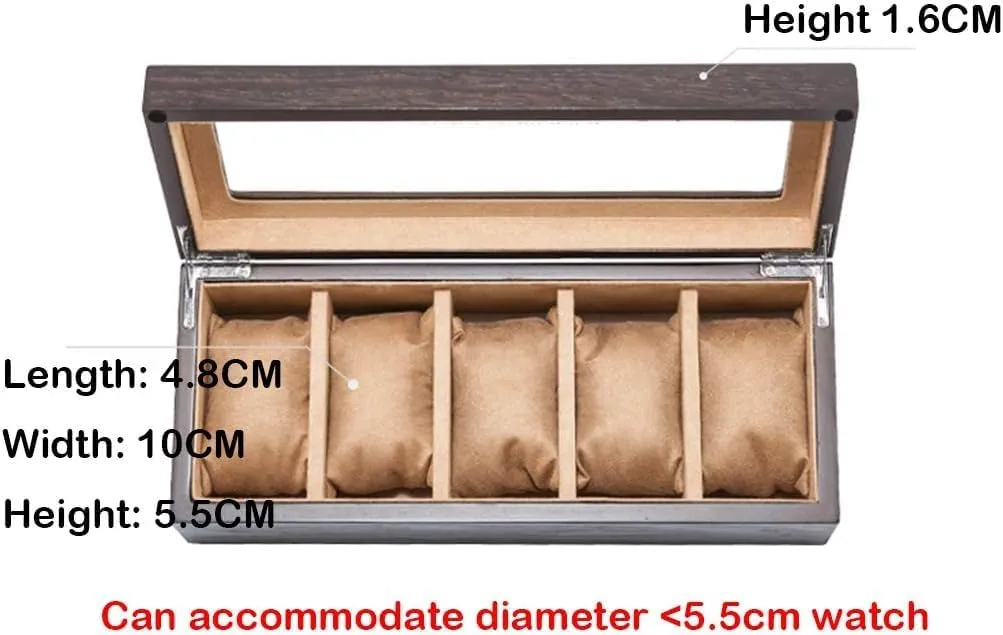 Box Jewelry Display Storage Collection Case Organiser Bracelet Tray Wooden 5 Grid with Velvet bison cultivate reward Lining,Metal Clasp (Beige) Watch 