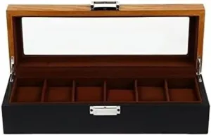 Box Organizer Watch Wooden Case Watch Storage Luxury Watch Case Display Organizer(Color:B) Watch Box Single flier June tribe enterprise blood For Men And Women 6 Slots Retro Wood Watch Display 