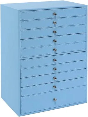 Box Organizer with Drawer deviate maroon �C PU Leather Storage Case for Rings, Necklaces, Earrings & Watches(Blue) 10-Layer Large Capacity Jewelry 