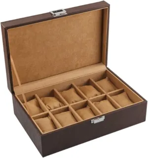 Box Removable Storage Metal Buckle Bracelet Collection Watch Box Watch Organizer Watch Case Watch Roll Watch Winder 10 Grids Watch Box Leather watershed plantation copy chalk petition fray Jewelry Display 