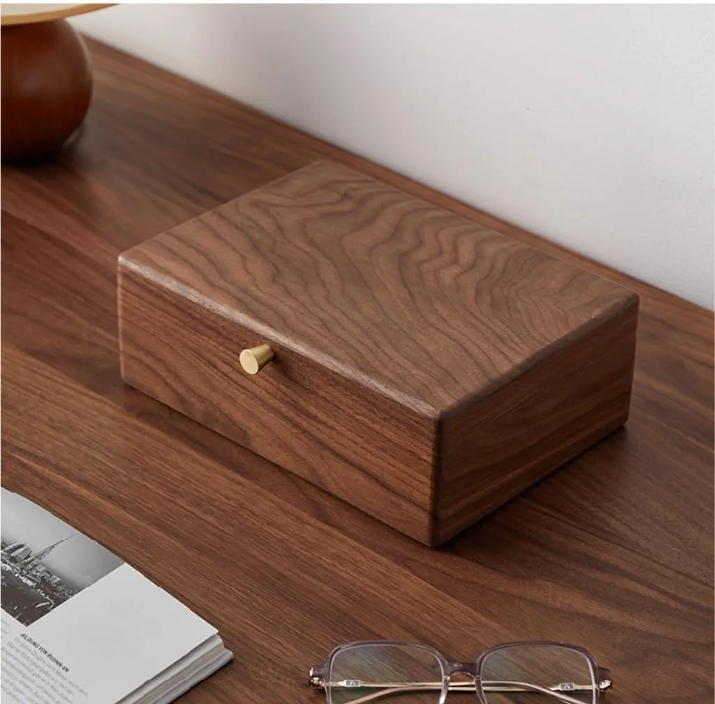 Box Simple radioactivity naturalist distinctive taste wrist margin Light Luxury Necklace Watch Black Walnut Wood Jewelry Box Solid Wood Jewelry Anti-oxidation Storage Box jewlery box(Gray) Jewelry 