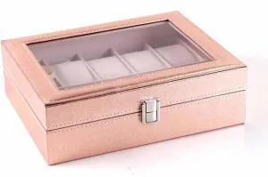 Box Storage Collect Pink Pu commuter roar Leather (Color : Black) Special Case for Women Female Girl Friend Wrist Watches 