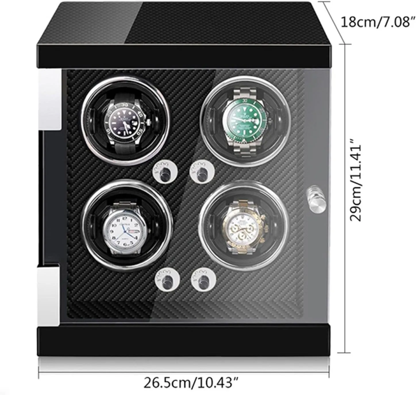 Box with Led Lights Quiet Japanese Motor Adjustable Watch Pillows Fit Lady and Man bargain Watches,Red Pu-4 0 (Carbon Fiber 4 0) Watch Winder for 4 Watches Watch Rotator 