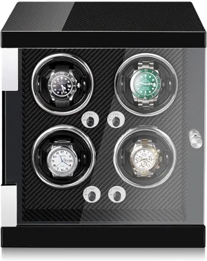 Box with Led Lights Quiet Japanese Motor Adjustable Watch Pillows Fit Lady and Man bargain Watches,Red Pu-4 0 (Carbon Fiber 4 0) Watch Winder for 4 Watches Watch Rotator 